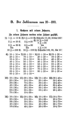 B. Der Zahlenraum von 10-100.