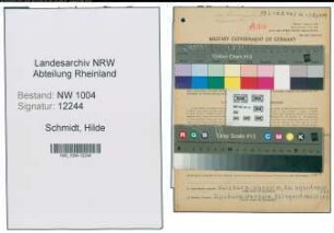 Entnazifizierung Hilde Schmidt , geb. 15.12.1918 (Kinderpflegerin)