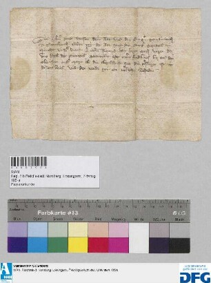 Die Stadt München benachrichtigt die Stadt Nürnberg, dass ihr Jacob der Pütreich den abschriftlich beigeschlossenen Friedbrief der Stadt Nürnberg eingehändigt habe.
