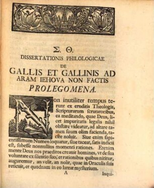 Dissertatio Philologica De Gallis Et Gallinis Ad Aram Iehova Non Factis