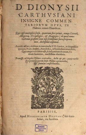 Insigne Commentariorum Opus in Psalmos omnes Davidicos
