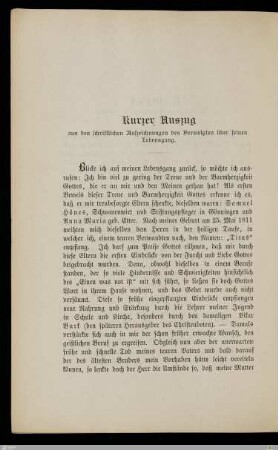 Kurzer Auszug ... über seinen Lebensgang