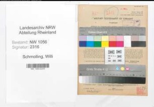 Entnazifizierung Willi Schmolling , geb. 17.12.1917 (Kaufmann)