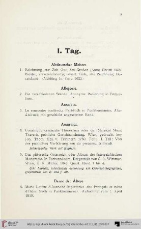 I. Tag (Nr. 1-141)