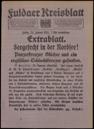 Erste Ausgabe vom Montag, den 25. Januar 1915.