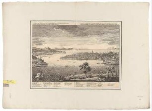 Ansicht von Istanbul, Kupferstich, 1750 : Chatelain, Henri Abraham : A View of the Seraglio of the Gd. Seignior, & Part of Constantinople = Vue du Serrail du Gd. Seigneur, et d'une partie de Constantinople / published According to Act. of Parlt. by J. Rocque. Chatelain del. - Londres , 1750. - 1 Kunstblatt : Kupferst. ; 46 x 30 cm