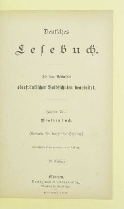 Teil 2, [Schülerbd.]: Realienbuch : für das Bedürfnis oberfränkischer Volksschulen bearbeitet