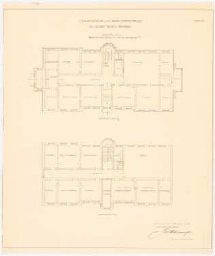 Pfarrhaus, Kattowitz-Bogudschütz: Grundriss Erdgeschoss und Obergeschoss 1:100