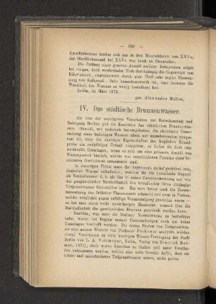IV. Das städtische Brunnenwasser