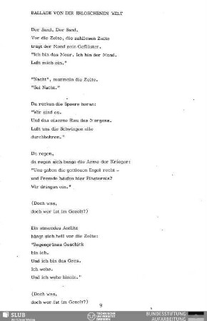 Ballade von der erloschenen Welt