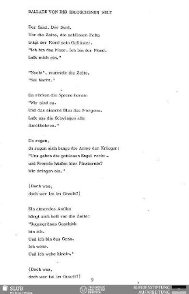 Ballade von der erloschenen Welt