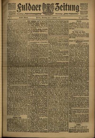 Erste Ausgabe vom Samstag, den 07. Januar 1911.