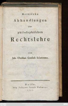 Kritische Abhandlungen zur philosophischen Rechtslehre