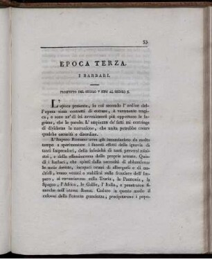 Epoca terza. Prospetto del Secolo V sino al Secolo X.