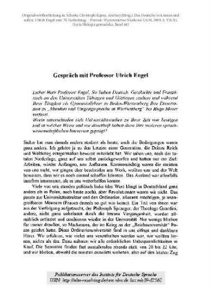 Gespräch mit Professor Ulrich Engel