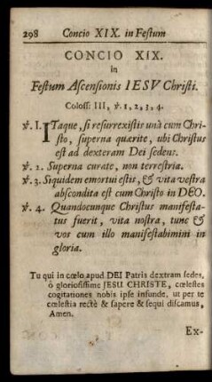 Concio XIX. in Festum Ascensionis Iesu Christi.