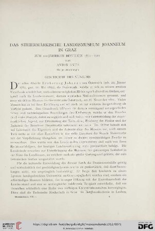 8: Das Steiermärkische Landesmuseum Joanneum in Graz : zum 100 jährigen Bestehen 1811-1911