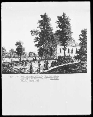 Ansicht der Dorfkirche, ehemalige Templerordenskirche Sankt Katharina, in Berlin-Tempelhof