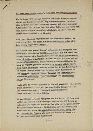 30 Jahre Arbeitsgemeinschaft Hamburger Frauenorganisationen