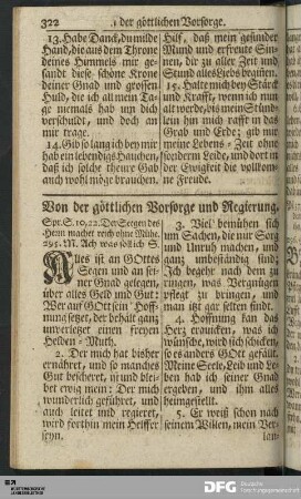 Von der göttlichen Vorsorge und Regierung.