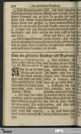 Von der göttlichen Vorsorge und Regierung.