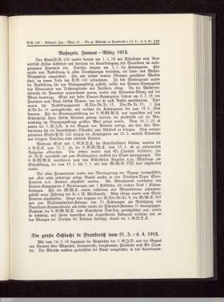 Ruhezeit - Januar bis März 1918