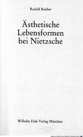 Ästhetische Lebensformen bei Nietzsche