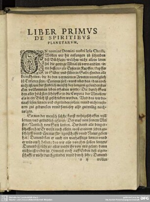 LIBER PRIMUS DESPIRITUS PLANETARUM.