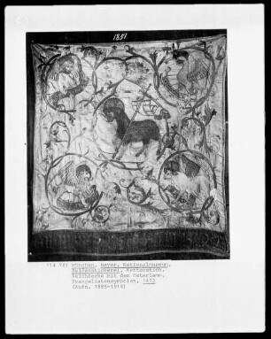 Kelchdecke mit Osterlamm, Evangeliensymbolen
