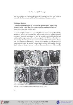 Theologenbriefwechsel im Südwesten des Reichs in der Frühen Neuzeit (1550–1620) : zur Relevanz eines Forschungsvorhabens