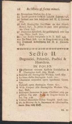 Sectio II. Dogmatici, Polemici, Practici & Homiletae