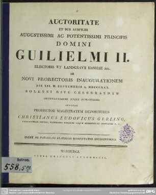 De parallaxi elationis dissertatio astronomica