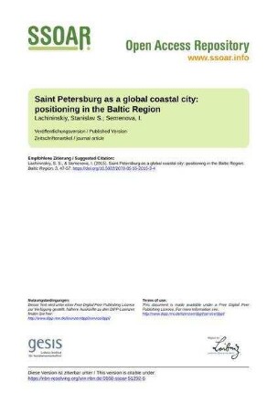 Saint Petersburg as a global coastal city: positioning in the Baltic Region