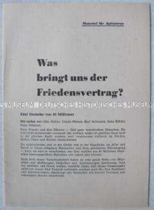 Agitationsmaterial für einen Friedensvertrag mit Deutschland
