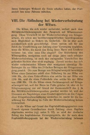 VIII. Die Abfindung bei Wiederverheiratung der Witwe