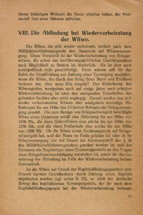 VIII. Die Abfindung bei Wiederverheiratung der Witwe