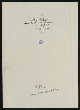 Briefe von Karl Ludwig Friedrich Mezger an Eduard Zeller