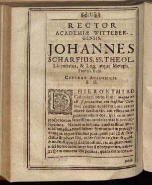Rector Academiæ Wittebergensis [...]
