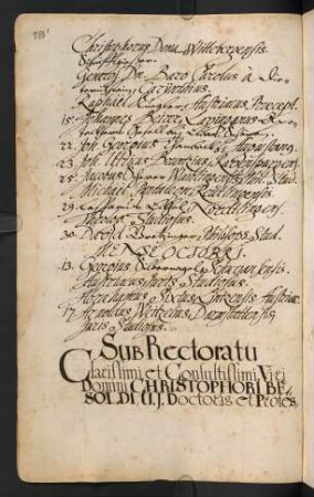 Winterhalbjahr 1617/1618. Rektorat Christoph Besold