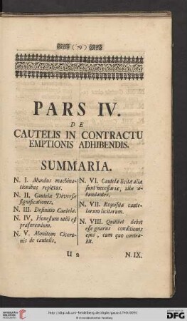 Pars IV: De Cautelis in Contractu Emptionis Adhibendis