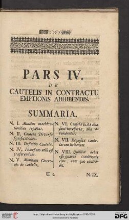 Pars IV: De Cautelis in Contractu Emptionis Adhibendis
