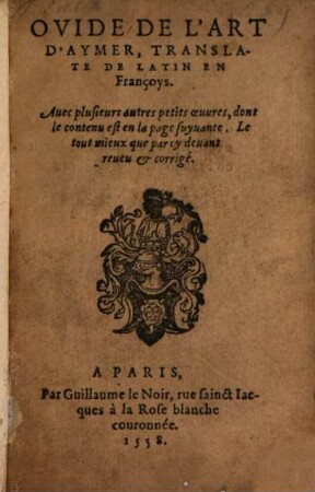 Ovide de l'art d'aymer