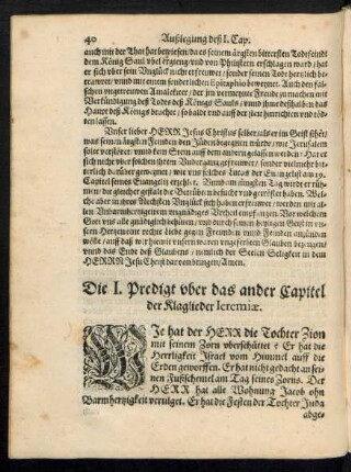 Die I. Predigt uber das ander Capitel der Klaglieder Ieremiae.