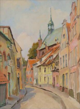 "Geschwungene Straße an der Kirche" (Stralsund Johanniskloster)