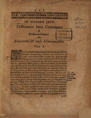 Differentiae iuris communis et electoralis Palatini