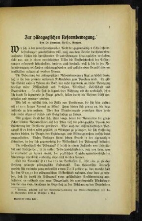 Zur pädagogischen Reformbewegung