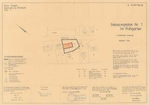 Bebauungspläne: Bebauungsplan Nr. 1, "Im Hohgarten", 1. vereinfachte Änderung, Kreis Siegen, Gemarkung Bürbach, Flur 7