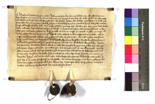 Albrecht von Rinderbach, Bürger zu Hall, bekundet: Er verkaufte um 80 Gulden rheinisch an Berthold Fischer von Tullau, Bürger zu Hall, ein Gut zu Hörlebach, Inhaber: Seitz Otterbach, Gült: 35 Schilling Heller, 1 Schilling Heller Weisung (wysat) 20 Käse, 100 Eier, 2 Gänse, 2 Herbsthühner, 2 Fastnachtshühner - Dienst, Hauptrecht.