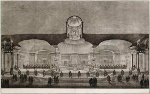 Innenansicht des Festgebäudes beim Saturnfest 1719 im Plauenschen Grund