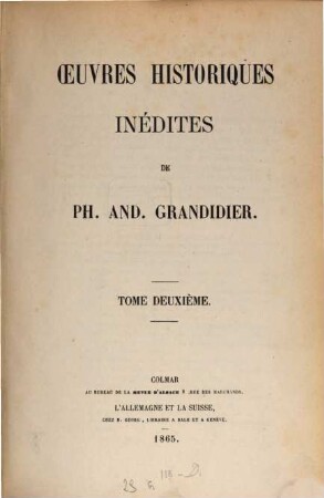 Oeuvres historiques inédites de Ph. And. Grandidier, 2